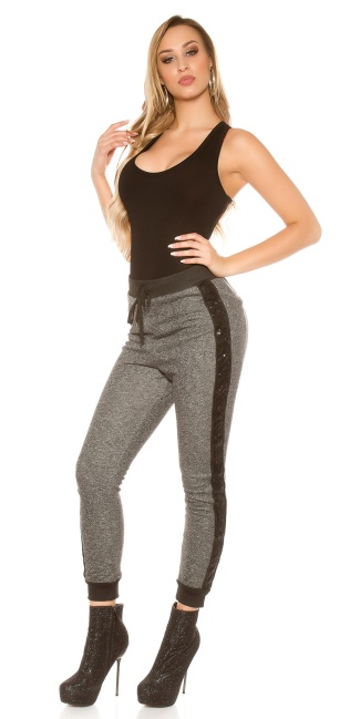 Sexy workout-sport leggings met pailletten zwartgrijs